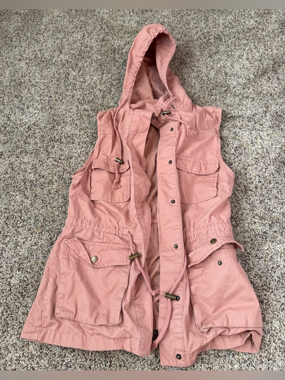 Love Tree Women’s Hooded Vest Dusty Rose Color - Size Small
